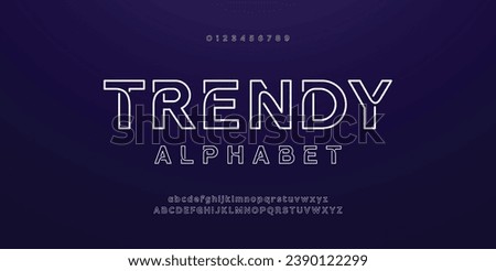 Trendy, Two lines modern tech font. Typography line fonts for tech, digital and movie logo design. vector illustration