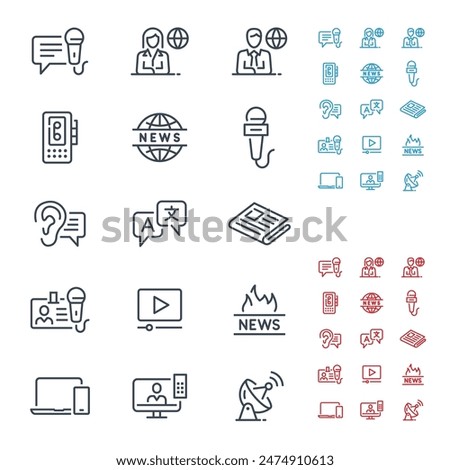 Journalism and News icons with editable thickness