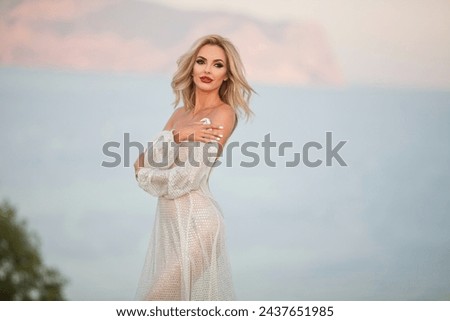 Similar – Image, Stock Photo Romantic young female model in room