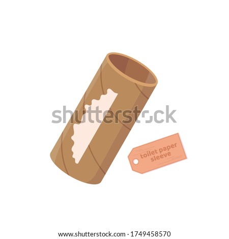 Empty toilet paper tube, roll. Toilet paper run out. Vector cartoon flat illustration isolated on white background.