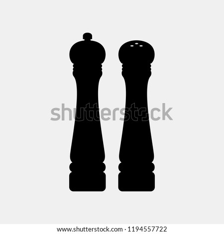 Pepper and salt mil, Spices, grinders, silhouette, quality vector illustration cut