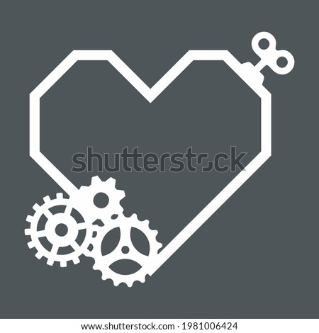 Steampunk gear heart quality vector illustration cut