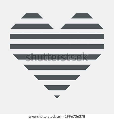 Heart grating icon striped lattice valentine day quality vector illustration cut