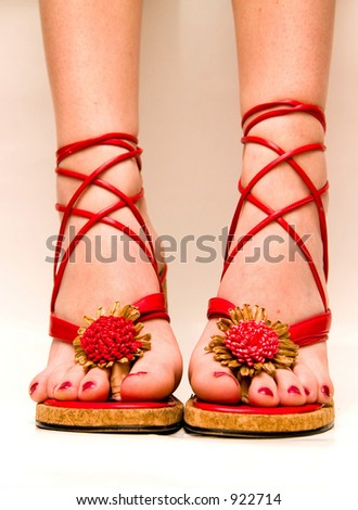 Red Sandals And Red Toenails Stock Photo 922714 : Shutterstock