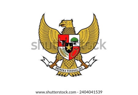 Garuda Pancasila Indonesia National Emblem Isolated on white background, vector illustration