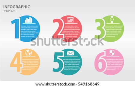 Infographic design template with numbers six option