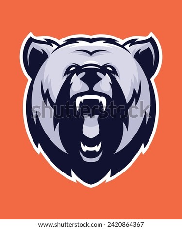  Illustrated bear animal head sports mascot