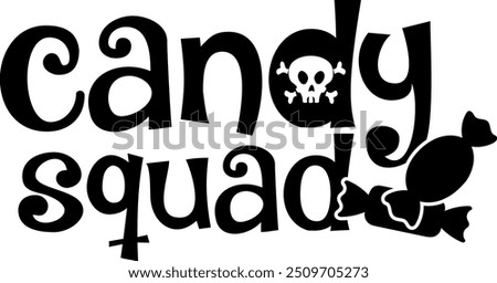 candy squad halloween black vector graphic design and cut file