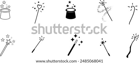 magic wand icon set and sparkle stars icon