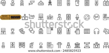 Museum icons set. Outline set of museum vector