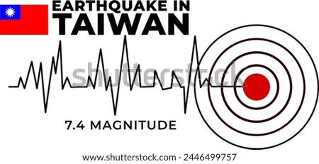 Tumult in Taiwan, The 7.4 Magnitude Earthquake's Impact vector illustration.