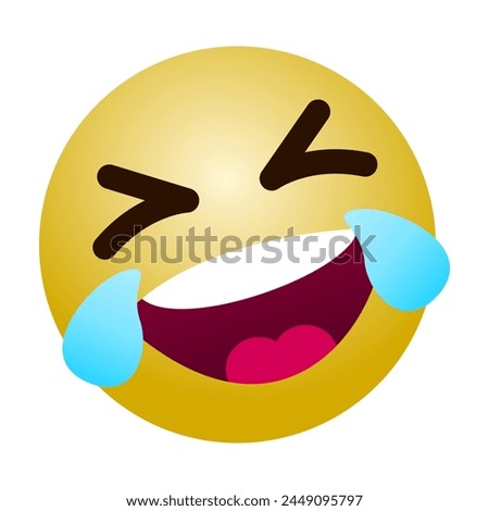 Laughing emoji with tears and closed eyes. High quality emoticon on white background. Laughing chat comment reactions template face tear laughter emoji