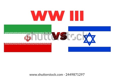 world war 3 Iran vs Israel war conflict. Iran VS Israel, Iran flag and Israel flag on War Background, Iran and Israel political conflict, economy, war crisis, relationship