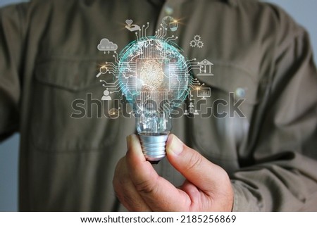 Similar – Image, Stock Photo Wild connected light bulb with cable net in a socket in front of a palm tree