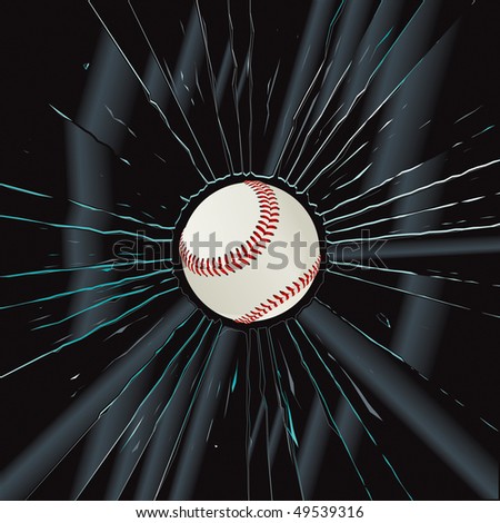 Broken Glass 2 Baseball Vector Drawing