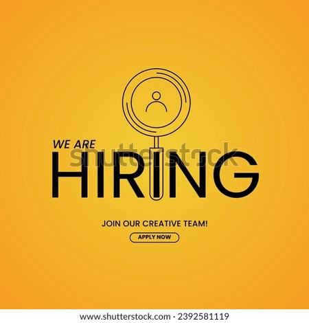 We're hiring Creative. open vacancy design template. We are hiring creative ads.  Hiring poster.