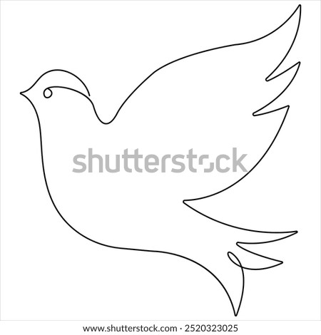 Continuous single line drawing of dove bird vector illustration