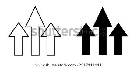 Arrows move upward set icon in outline isolated on White background. Vector illustration.