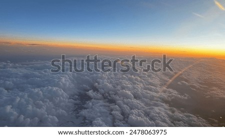 Similar – Image, Stock Photo Aerial view from inside the cockpit of a small plane