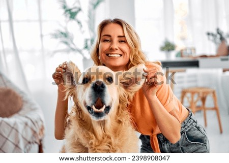 Image, Stock Photo Cute fluffy dog on medical table in veterinary clinic