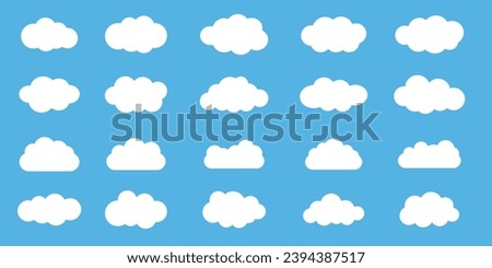 Cloud icon. Set of clouds. Clouds set isolated on a blue background. Vector illustration.