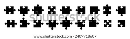 Puzzle piece element collection. Set of game puzzle. Vector