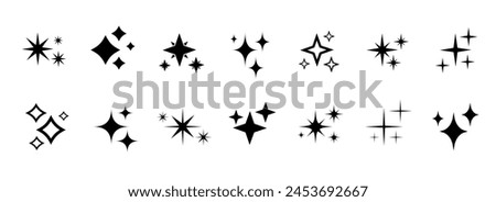Star icon collection. Different star shapes. Black stars icon set.  Sparkle star icon set. Vector illustration 