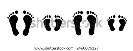 Footprint. Human footprint icon. Baby footprint.  Silhouette of footprints. Vector illustration. 