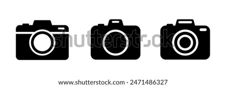 Camera icon set. Photo camera in flat style. Camera symbol.