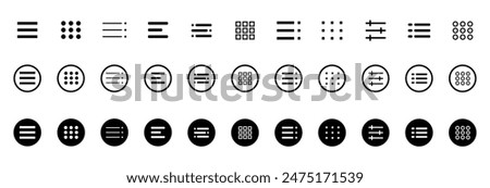 Hamburger website navigation menu. Hamburger menu icons. Vector set of menu button elements hamburger menu. Vector illustration.