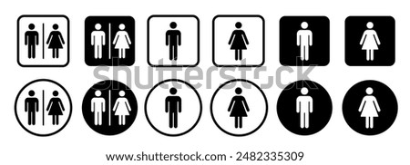 Toilet icon set. Male and female restroom. WC icons set. Vector Illustration