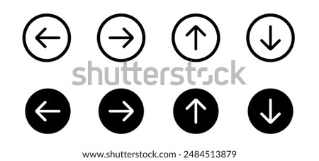 Arrows set icon. Left right up down arrow button black vector design. Vector illustration