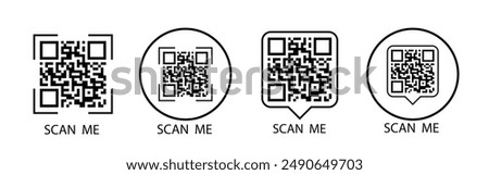 QR code set. Scan Me. Scan qr code icon. Template of frames for QR code with text - scan me. Vector illustration.