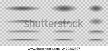 Shadow. Realistic overlay transparent shadow effects. Different realistic soft grey shapes. Vector illustration.