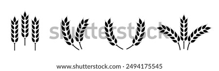 Wheat ears icon set. Wheat logo. Grain spikes set icons.Grain icon. Agriculture symbol. vector illustration