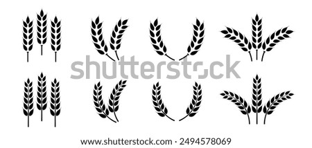 Wheat ears icon set. Wheat logo. Grain spikes set icons.Grain icon. Agriculture symbol. vector illustration