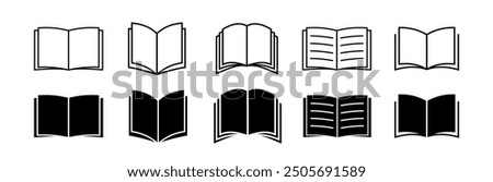 Book icon set. Open book. Simple book symbol. Education sign. Vector illustration