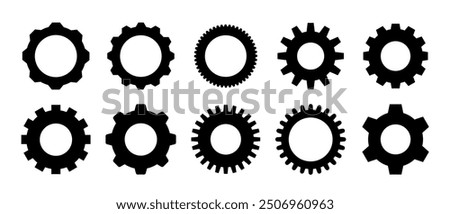 Gear set. Black gear set. Gear setting vector icon. Gear wheel isolated on white background