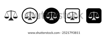 Scales icon set. Justice scales. Weight scales. Scales vector icon. Vector illustrations