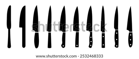 Knife icon. Set of kitchen knife silhouette. Knife logo vector illustration