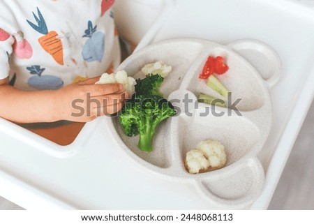 Similar – Image, Stock Photo Hand holding a cauliflower against a neutral background. Healthy food.