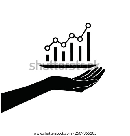 black hand showing increase growth icon. flat simple trendy modern stats logotype graphic art infographic design element isolated on white background.