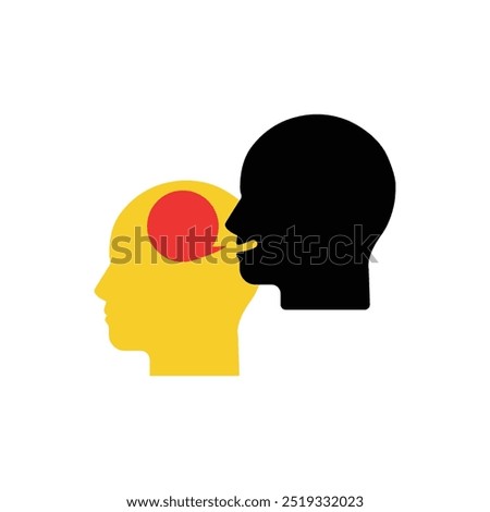 two heads with talk bubble like gossip icon. flat cartoon trend modern simple secret whisper logotype graphic art design isolated on white background.