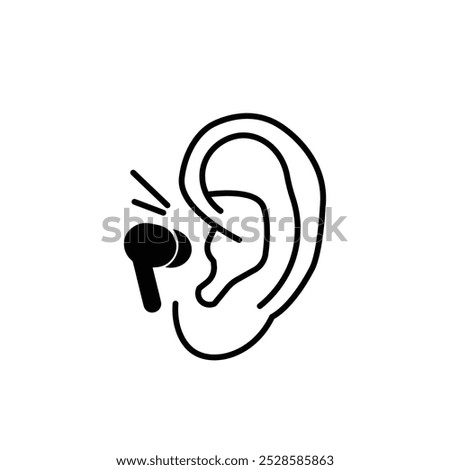 Wireless earbud outline icon. Vector line icon for web design isolated on white background.