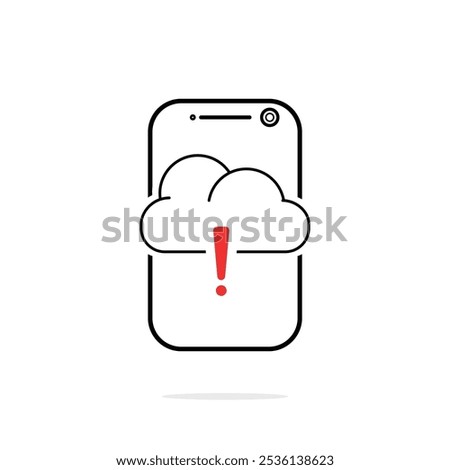 data issue or cloud error icon with thin line phone. simple trend modern graphic disconnection logotype design web element isolated on white background. concept of broken communication with database