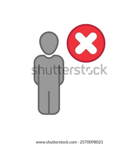 People with cross mark  profile reject filled outline icons. Vector illustration. Editable stroke. Isolated icon suitable for web  infographics  interface and