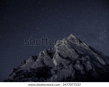 Image, Stock Photo Mountains landscape under milky way sky