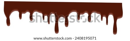 Realistic dripping chocolate texture. Vector isolated border of liquid melted chocolate cream for cake. 3d drip flow of dark cacao for dessert decoration. Brown horizontal glaze wave with tickle