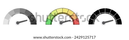 Arrow point scale speed high status red speedometer icon performance, pointer rating risk credit levels, meter, tachometer on isolated background. minimal cartoon. 3d rendering.