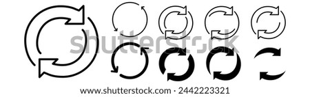 Transfer, swap, exchange, spin, flip concept. Circular arrow editable stroke outline icon isolated on white background flat vector illustration..